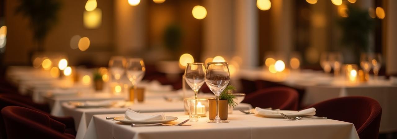 Elegante dekkede bord for et privat arrangement på Kråka Kro.